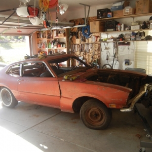 My Red '70 Parts Car After I Pulled The Engine