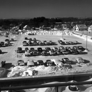 Burlington, Vermont International Airport parking lot in January, 1970.