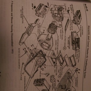 Evaporator and blower housing diassembled 1975