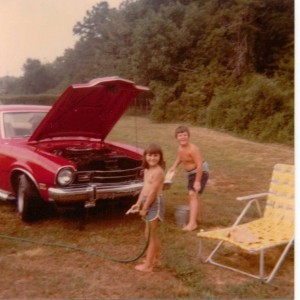 Me and my brother when we were younger washing the Bear Cat!