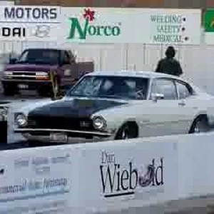 Ford Maverick drag race and burnout - YouTube